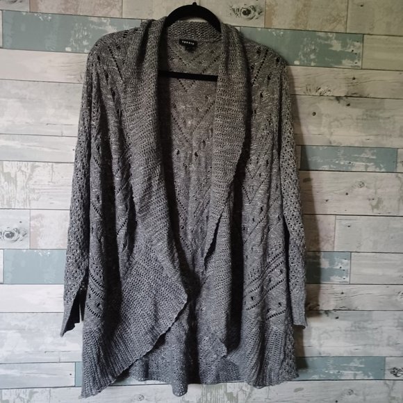 Torrid Size 00 NWOT Shawl Cardigan Sweater - Pointelle Grey - Picture 2 of 2